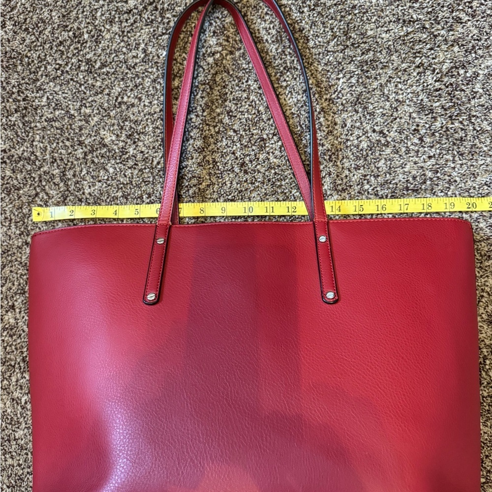 INC CONCEPT Large Red Shoulder Strap Tote Bag Small Flaws to Corners - Picture 15 of 16